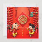 Traditionele Chinese vuurwerk paard jaar SqC01 Kaart (Voorkant)