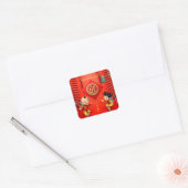 Traditionele Chinese vuurwerk Snake Year SqS Vierkante Sticker (Envelop)