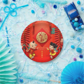 Traditionele Chinese vuurwerkers in het hoogste ja Papieren Bordje (Feest)