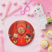 Traditionele Chinese vuurwerkers in het hoogste ja Papieren Bordje (Feest)