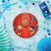 Traditionele Chinese vuurwerkers in het hoogste ja Papieren Bordje (Feest)