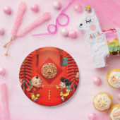 Traditionele Chinese vuurwerkers in het hoogste ja Papieren Bordje (Feest)