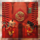 Traditionele Chinese vuurwerkers in Tiger Jaar WC0 Raamsticker (Vel 2)