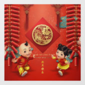 Traditionele Chinese vuurwerkers in Tiger Year WC0 Raamsticker (Vel)