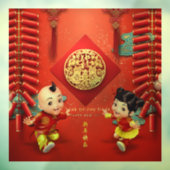 Traditionele Chinese vuurwerkers in Tiger Year WC0 Raamsticker (Vel 3)