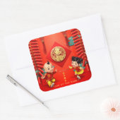 Traditionele Chinese vuurwerkers konijnenjaar SqS Vierkante Sticker (Envelop)