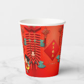 Traditionele Chinese vuurwerkers Tiger Year PC01 Papieren Bekers (Achterkant)