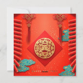 Traditionele Chinese vuurwerkers Tiger Year Sq C06 Feestdagenkaart (Achterkant)