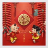 Traditionele Chinese vuurwerkers Tiger Year WC08 Raamsticker (Vel)