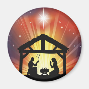 Traditionele Christelijke kerstfeestscène Magneet