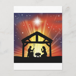 Traditionele Christelijke kerststal Feestdagenkaart