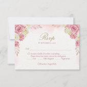 Traditionele Christelijke roze bloemenkatholieke b RSVP Kaartje (Voorkant)