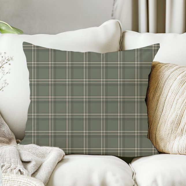 Traditionele Christmas Sage Green Plaid Kussen (Creator heeft geüpload)