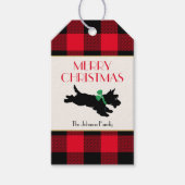 Traditionele Christmas Scottie Hond Custom Rood Cadeaulabel (Voorkant)