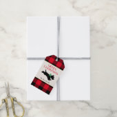 Traditionele Christmas Scottie Hond Custom Rood Cadeaulabel (Met Touw)
