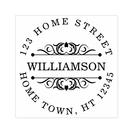 Traditionele Cirkelvormige Bloemrijke Retouradres Rubberstempel (Afrduk)