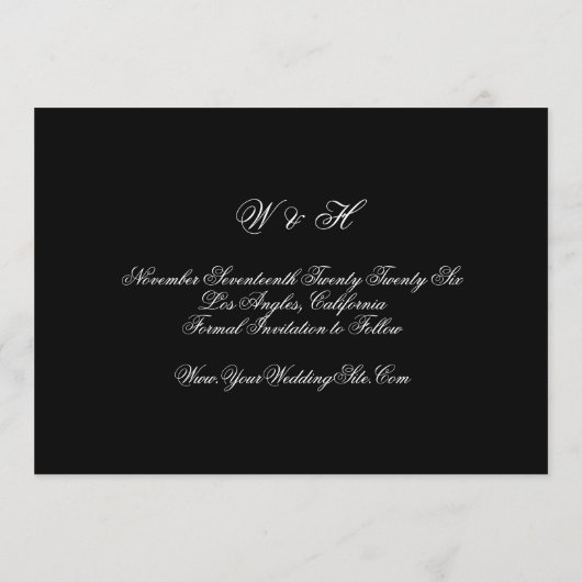 Traditionele Classic Calligraphy Monogram Foto Save The Date (Achterkant)