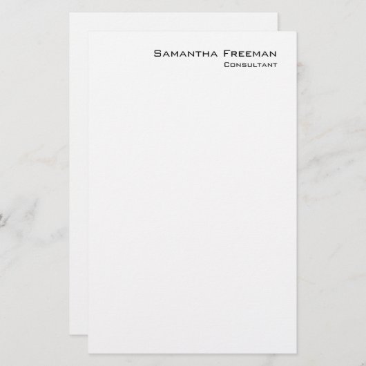 Traditionele Clean Plain White Minimalist Briefpapier (Voorkant / Achterkant)