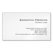 Traditionele Clean Plain White Minimalist Magnetisch Visitekaartje (Voorkant)