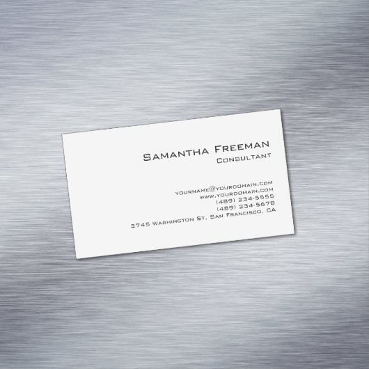 Traditionele Clean Plain White Minimalist Magnetisch Visitekaartje (Voorbeeld)