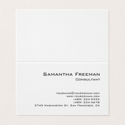 Traditionele Clean Plain White Minimalist Visitekaartje (Buitenkant ongevouwen)