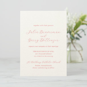 Traditionele Coral Roze Elegante bruiloft Kaart