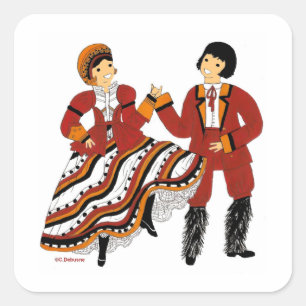 Traditionele Costume de Corsica, Frankrijk Vierkante Sticker