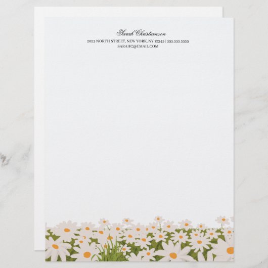 Traditionele Daisy Field Letterhead Briefhoofd (Voorkant / Achterkant)
