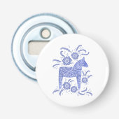 Traditionele Dala-hond Blauw Flessenopener Button Flesopener (Voorkant)