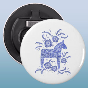Traditionele Dala-hond Blauw Flessenopener Button Flesopener