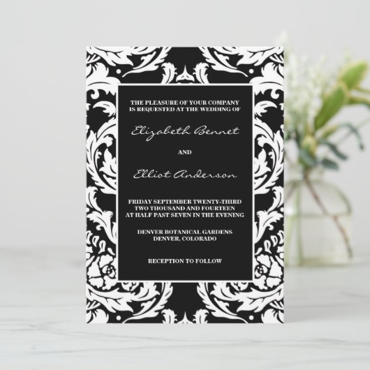 Traditionele Damasuitnodiging Kaart (Staand voorkant)