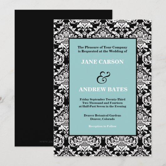 Traditionele Damasuitnodiging Kaart (Voorkant / Achterkant)