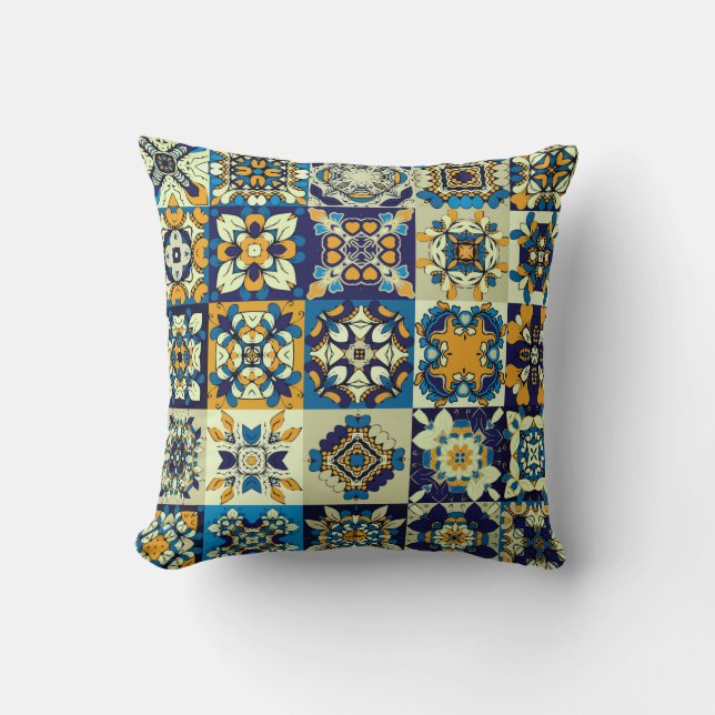 Traditionele  decoratieve tegels. Abstracte rug Kussen (Voorkant)