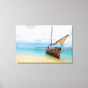 Traditionele Dhow, Zanzibar, Tanzania Canvas Afdruk