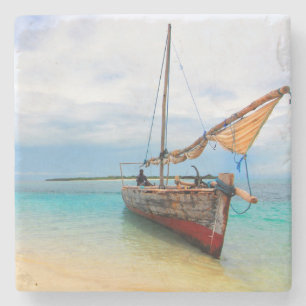 Traditionele Dhow, Zanzibar, Tanzania Stenen Onderzetter