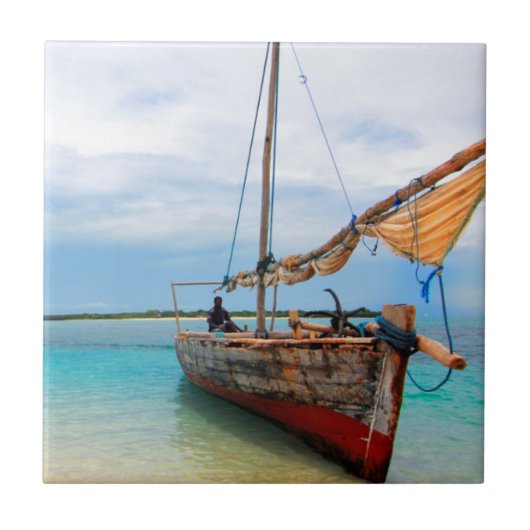 Traditionele Dhow, Zanzibar, Tanzania Tegeltje (Voorkant)