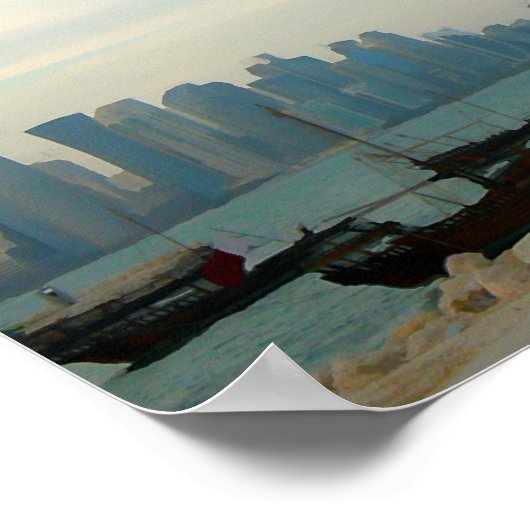 Traditionele dhows in de haven van Doha Poster (Hoek)