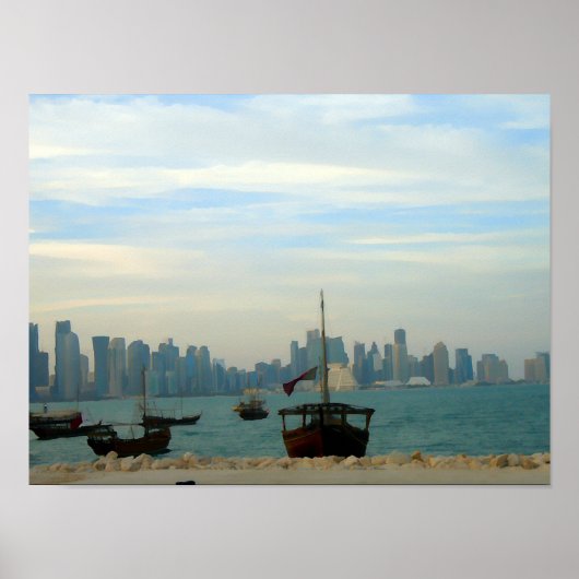 Traditionele dhows in de haven van Doha Poster (Voorkant)