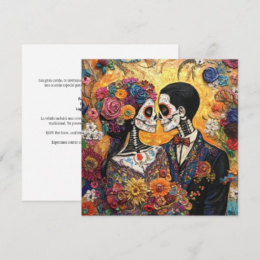 Traditionele Día de los Muertos Uitnodiging (Voorkant / Achterkant)