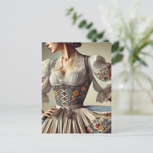 Traditionele Dirndl Duits Oostenrijks Briefkaart (Staand voorkant)