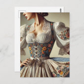 Traditionele Dirndl Duits Oostenrijks Briefkaart (Voorkant / Achterkant)