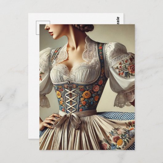 Traditionele Dirndl Duits Oostenrijks Briefkaart (Voorkant / Achterkant)