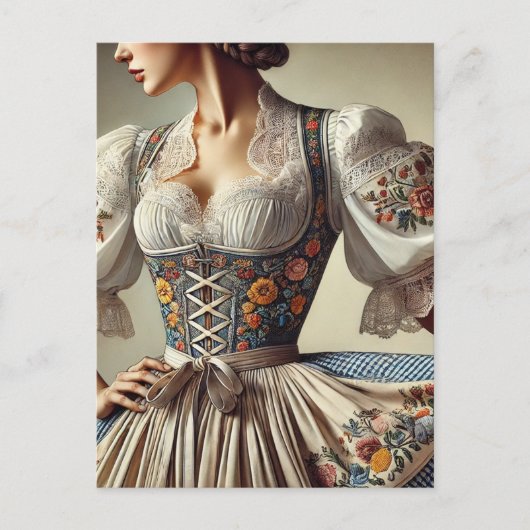 Traditionele Dirndl Duits Oostenrijks Briefkaart (Voorkant)
