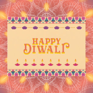 Traditionele Diwali Floral en Diya Design Briefkaart