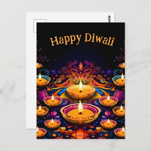 Traditionele Diwali met Diyas Briefkaart (Voorkant / Achterkant)