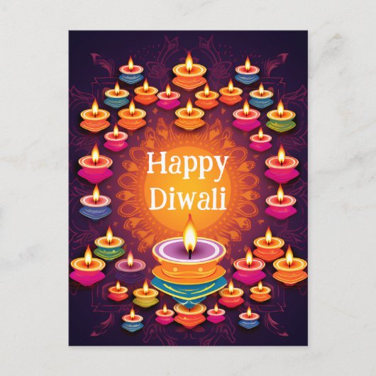 Traditionele Diwali met Diyas Briefkaart (Voorkant)