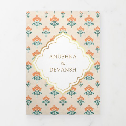 Traditionele Doli Indiase bruid alles in één bruil Drieluik Uitnodiging (Cover)