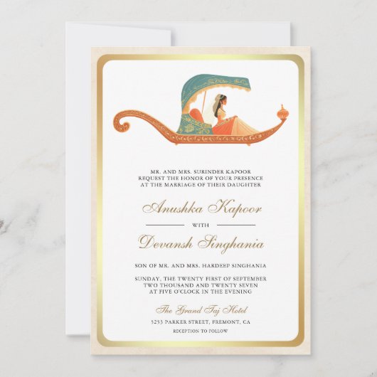 Traditionele Doli Indiase bruid alles in één bruil Kaart (Voorkant)