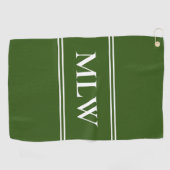 Traditionele donkergroene en witte monogram beging golfhanddoek (Horizontaal)