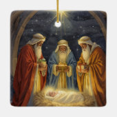 Traditionele Drie Koningen Kerststal Keramisch Ornament (Achterkant)